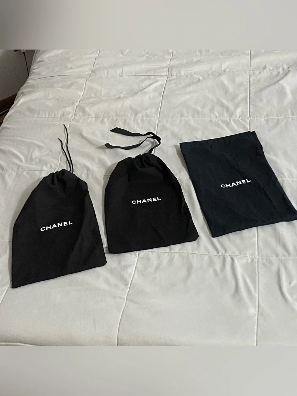 Chanel Small‎ Size Black Purse Shoe Protector Dust Bag Bundle Designer 12 x 7.5
